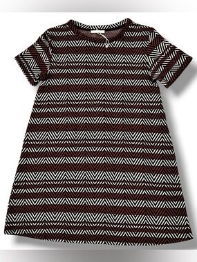 Zara Trafaluc A Line Dress NEW Black  Brown White Geometric Textured Mini Sz L